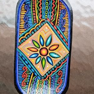 Wood Batea From Mexico Vibrant Colors